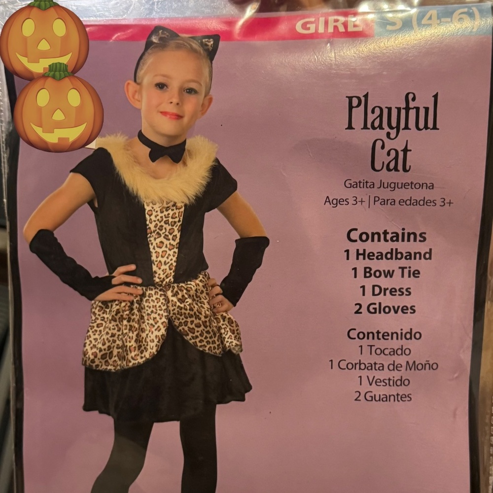GIRL PLAYFUL CAT COSTUME SIZE M (8-10)   HALLOWEEN 🎃